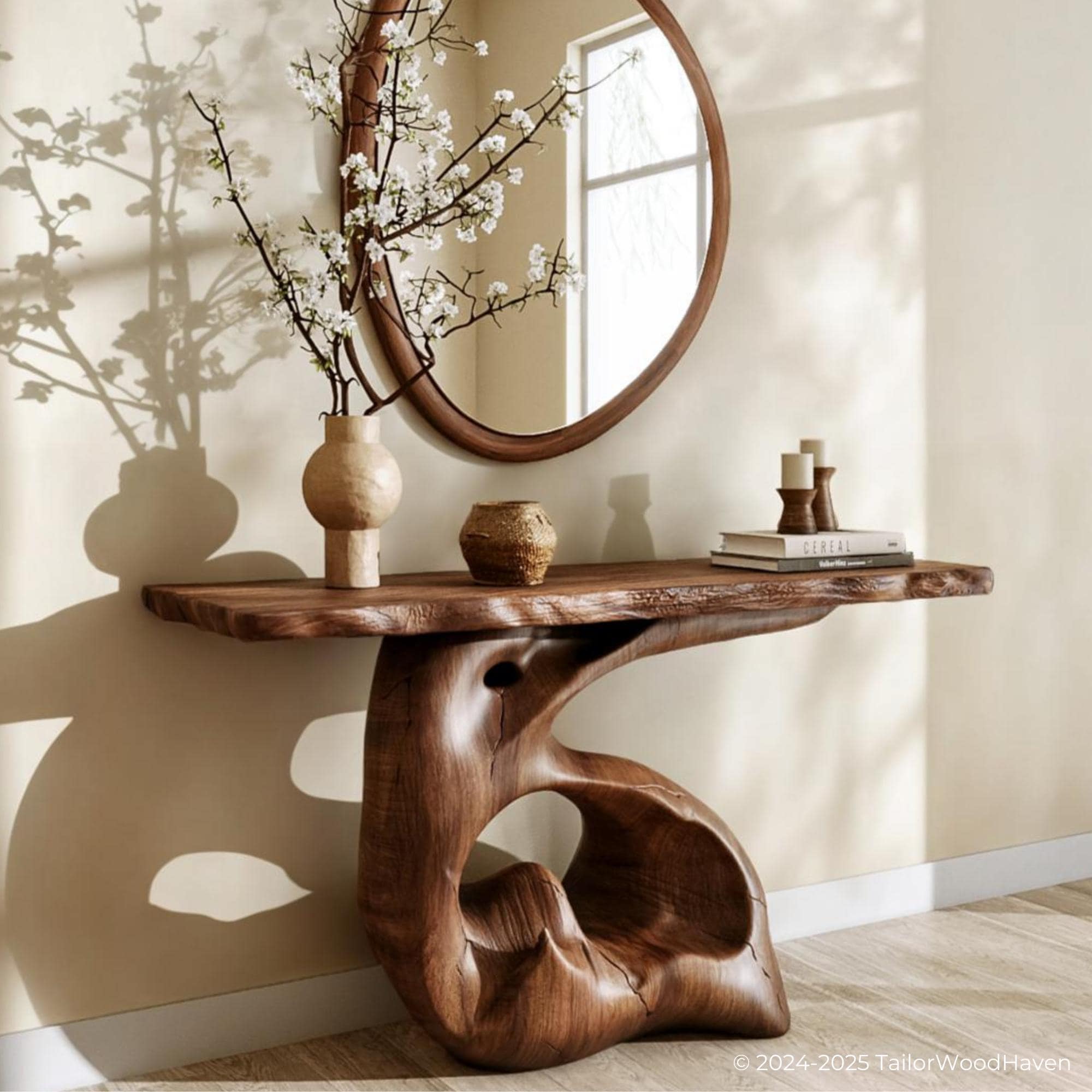 Rustic Wood Narrow Console Table for Entryway or Living Room