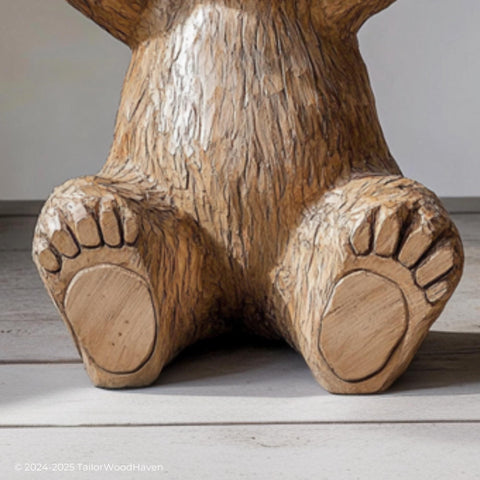 Bear shaped handcrafted wood side table for living room