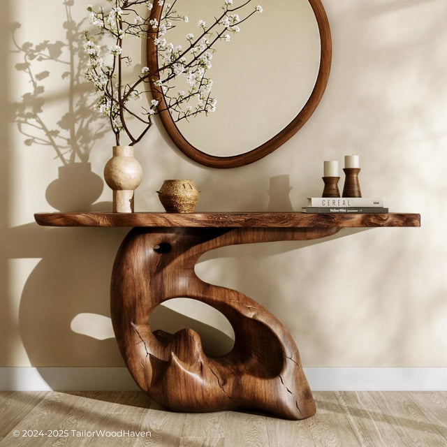 Rustic Wood Narrow Console Table for Entryway or Living Room