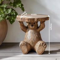 Bear shaped handcrafted wood side table for living room
