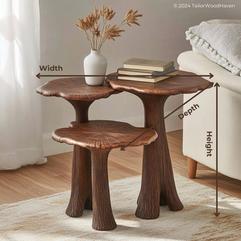 Rustic mushroom end table for living room
