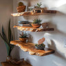 Handcrafted floating shelves - Live edge design, rustic style