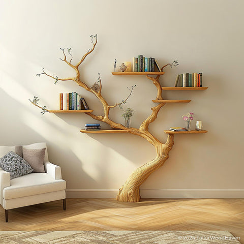 Light tree bookshelf - Rustic book shelf