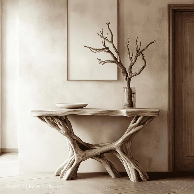 Handcrafted Rustic Console Table – Solid Wood, Made to Order