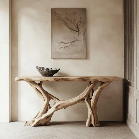 Rustic Entryway Table – Solid Wood with Natural Finish
