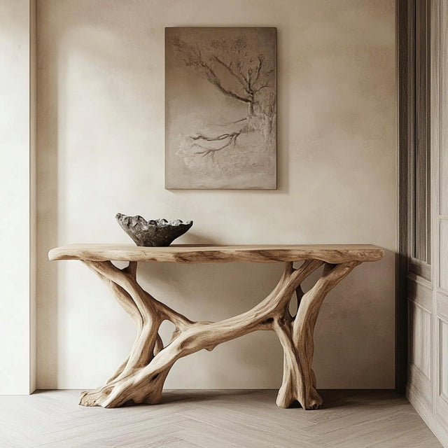 Rustic Entryway Table – Solid Wood with Natural Finish