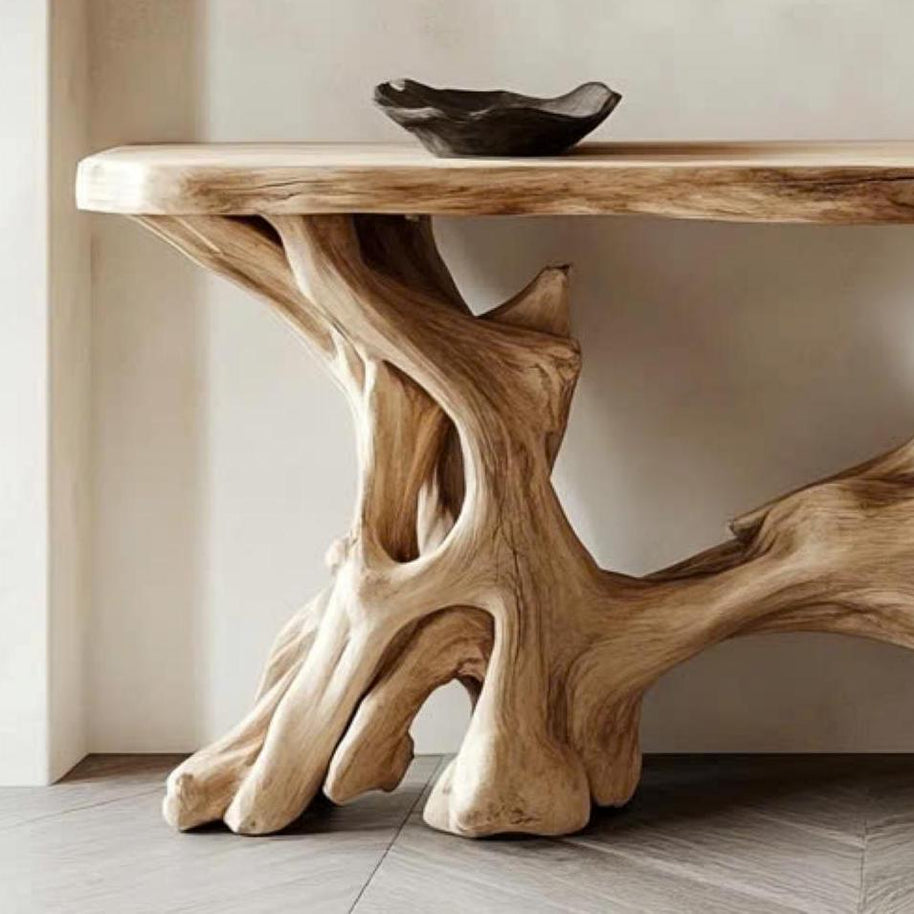 Handmade Rustic Console – Solid Wood, Natural Grain Patterns