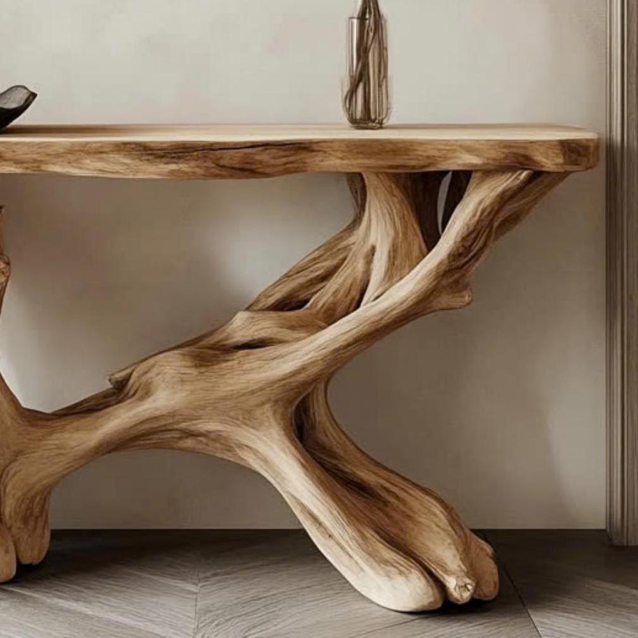 Handmade Rustic Console – Solid Wood, Natural Grain Patterns