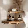 Live Edge Wood Floating Shelves – Rustic Corner Shelf Set