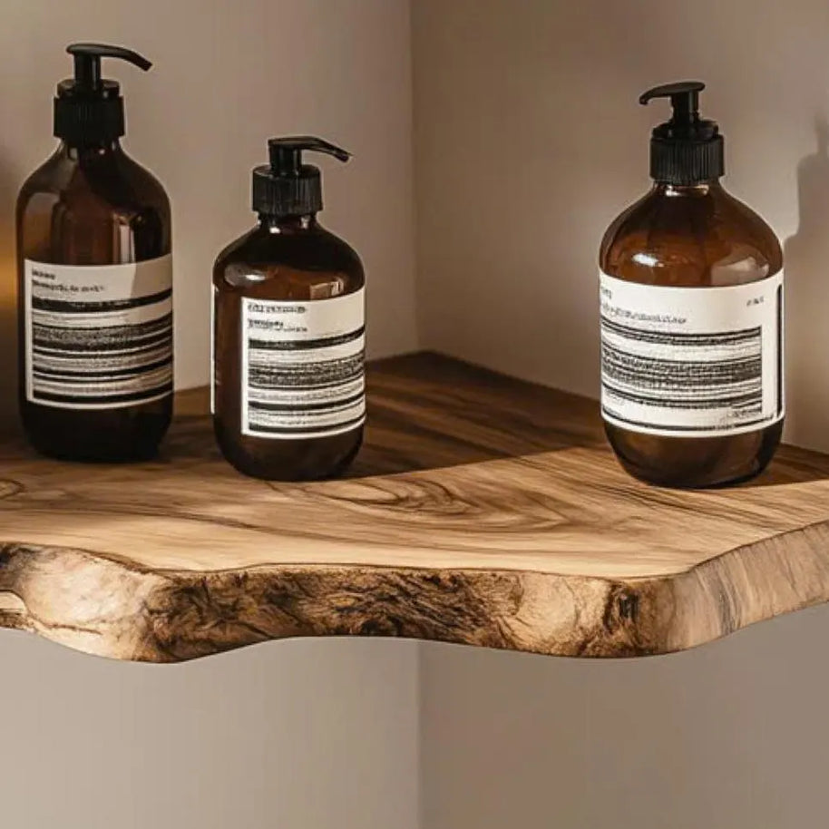 Live Edge Wood Floating Shelves – Rustic Corner Shelf Set