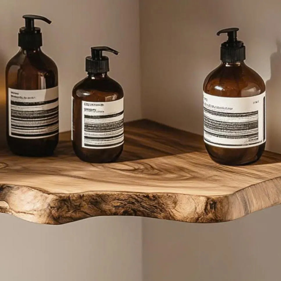 Live Edge Wood Floating Shelves – Rustic Corner Shelf Set