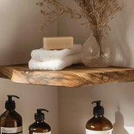 Live Edge Wood Floating Shelves – Rustic Corner Shelf Set