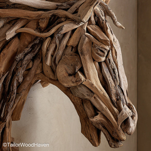 Drift Wood Wall sculpture made from natural ocean-collected driftwood, arranged in a textured wall display perfect for rustic or coastal interiors