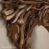 Drift Wood Wall sculpture made from natural ocean-collected driftwood, arranged in a textured wall display perfect for rustic or coastal interiors