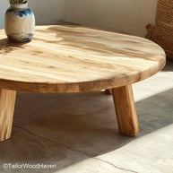 Round Live Edge Coffee Table Circular Coffee Table Crafted from Natural Wood with Raw Live Edge for Rustic Interiors