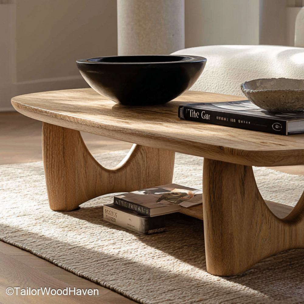 Natural Wood Coffee Table Rectangle Rectangular Coffee Table Made from Natural Wood with Rustic Live Edge Detail