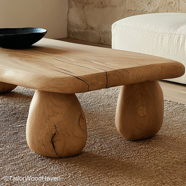 Live Wood Coffee Table Organic Live Edge Coffee Table Made from Real Solid Wood with Rustic Charm
