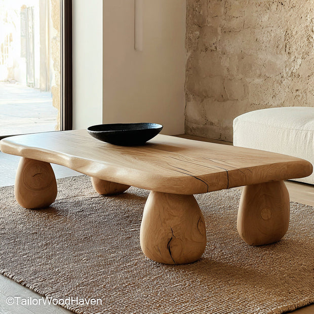 Live Wood Coffee Table Organic Live Edge Coffee Table Made from Real Solid Wood with Rustic Charm