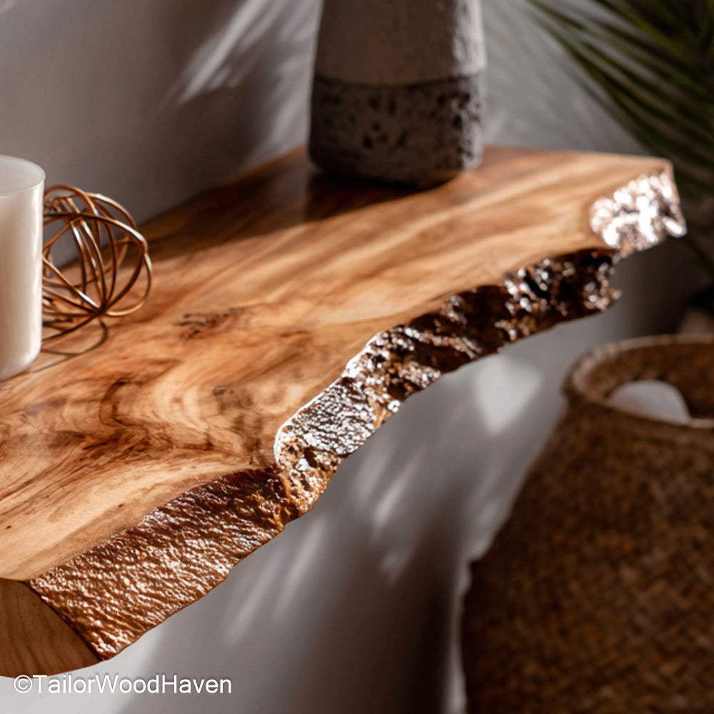 Walnut wood floating shelves made from rich walnut with visible grain and slim floating form, perfect for minimalist or farmhouse interiors