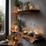 Black walnut floating shelves made with deep walnut tone and smooth slab surface, mounted cleanly for use in kitchens, studies, or hallways