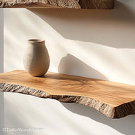 Oak floating shelves made from solid white oak with a smooth oil finish, suitable for kitchens, entryways, or living rooms