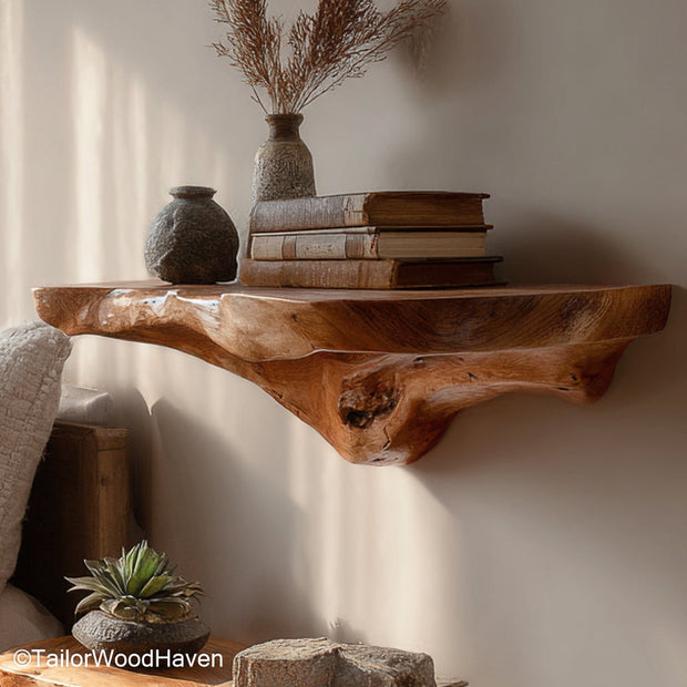 3 inch floating shelves handcrafted from thick solid slabs with a slim 3 inch profile and hidden support, ideal for small accents or storage