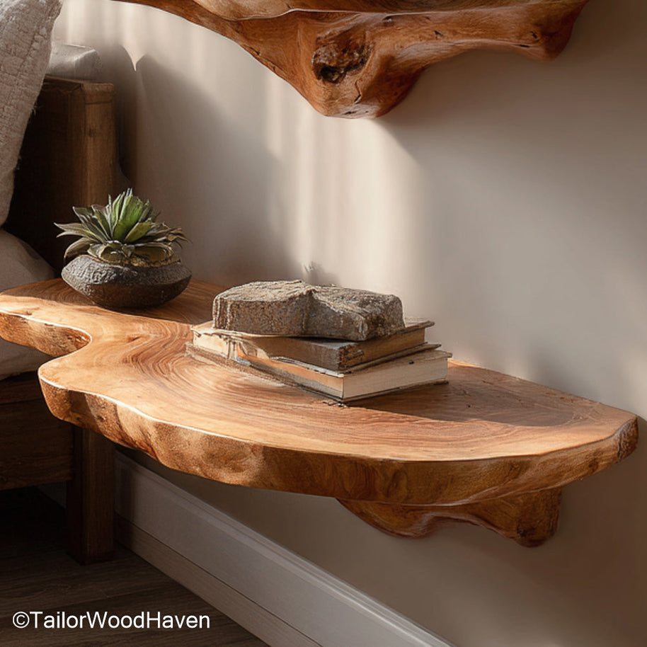 3 inch floating shelves handcrafted from thick solid slabs with a slim 3 inch profile and hidden support, ideal for small accents or storage