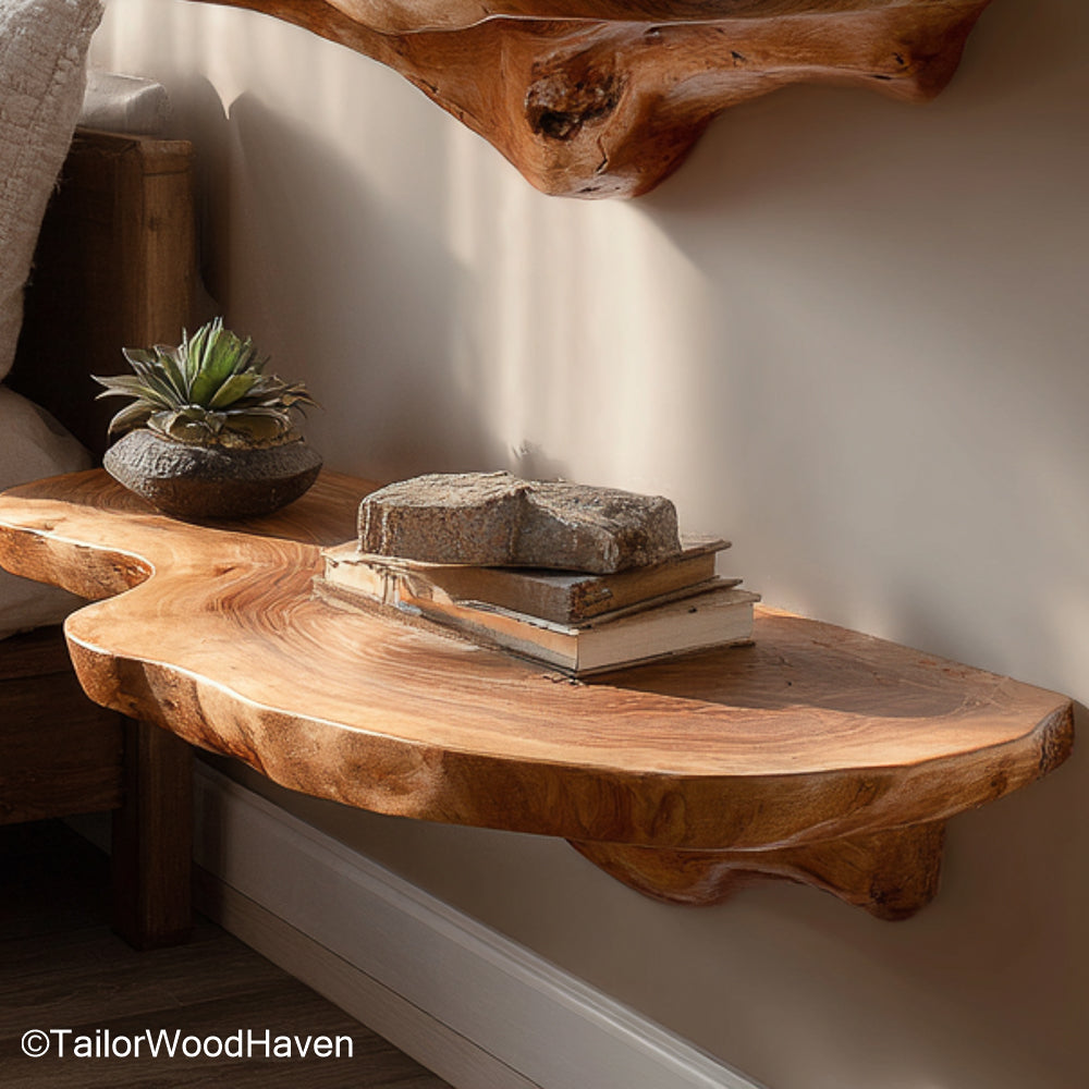 3 inch floating shelves handcrafted from thick solid slabs with a slim 3 inch profile and hidden support, ideal for small accents or storage