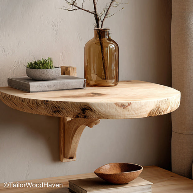 Floating white oak shelves with clean lines and natural finish for minimalist living rooms, kitchens, or bathroom styling