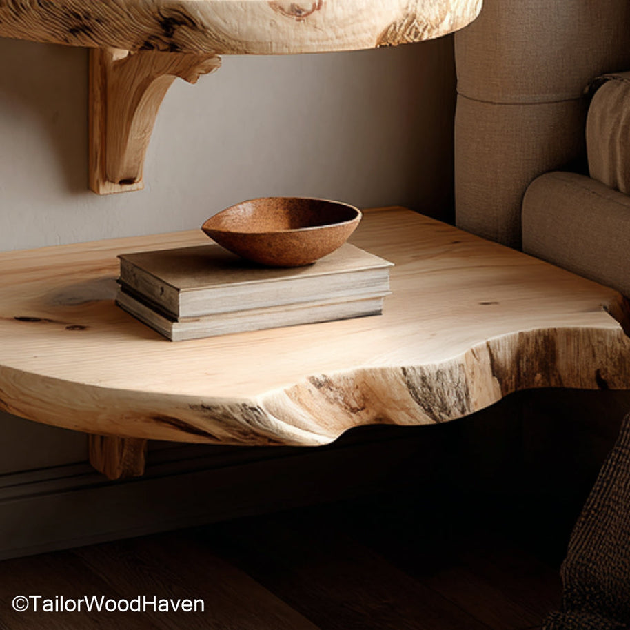 Floating white oak shelves with clean lines and natural finish for minimalist living rooms, kitchens, or bathroom styling