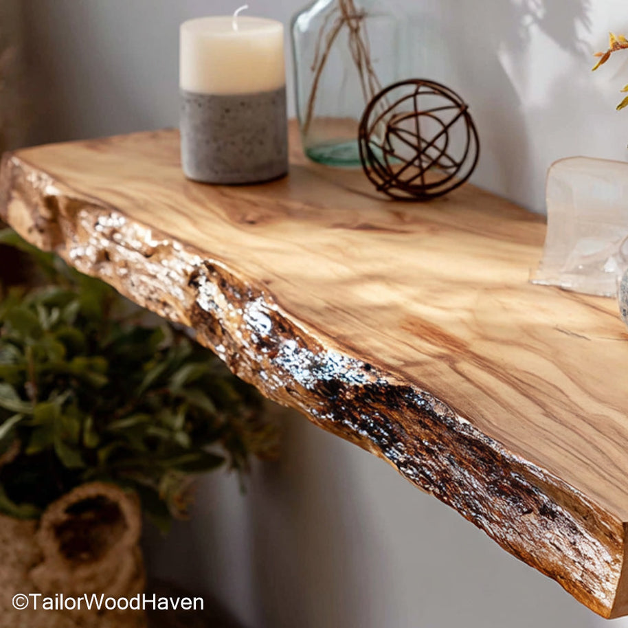 Country wall shelves made from aged wood with soft tone and farmhouse design, ideal for charming display in kitchens, bathrooms, or hallways