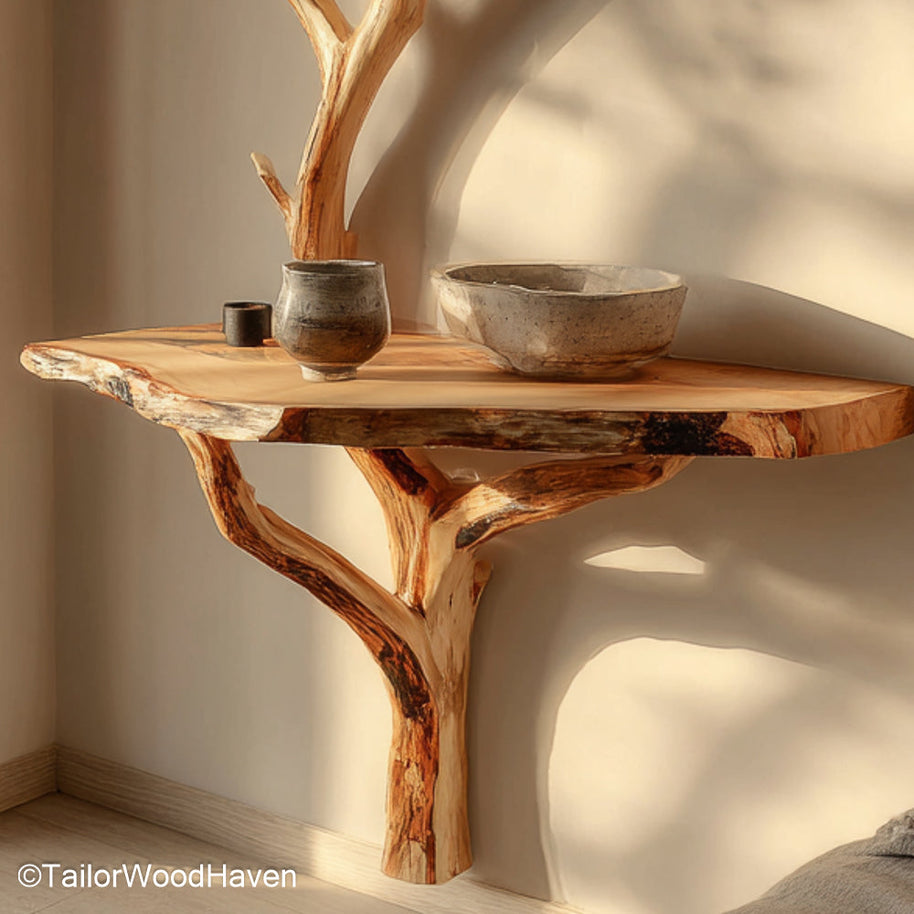 Bedside Floating Shelf crafted from hardwood with a simple surface and minimal lines, ideal for cozy bedrooms or small guest spaces