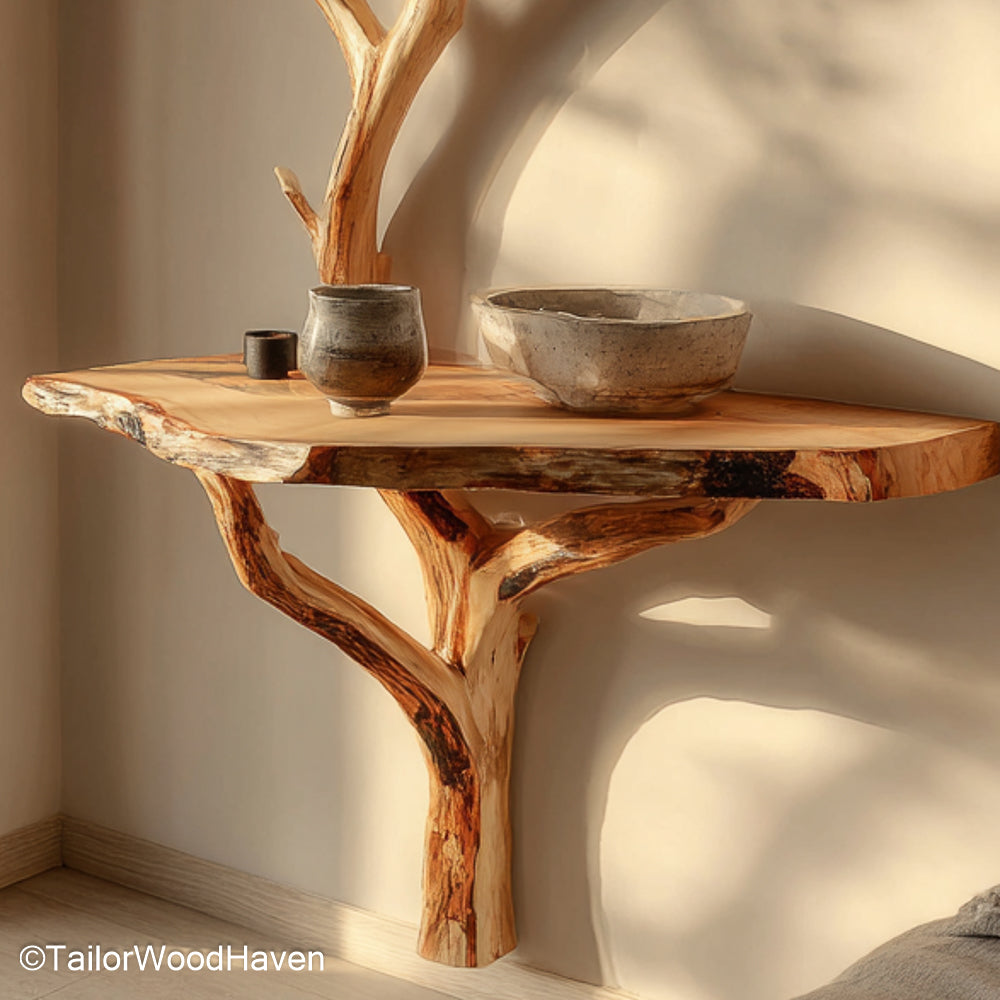 Bedside Floating Shelf crafted from hardwood with a simple surface and minimal lines, ideal for cozy bedrooms or small guest spaces
