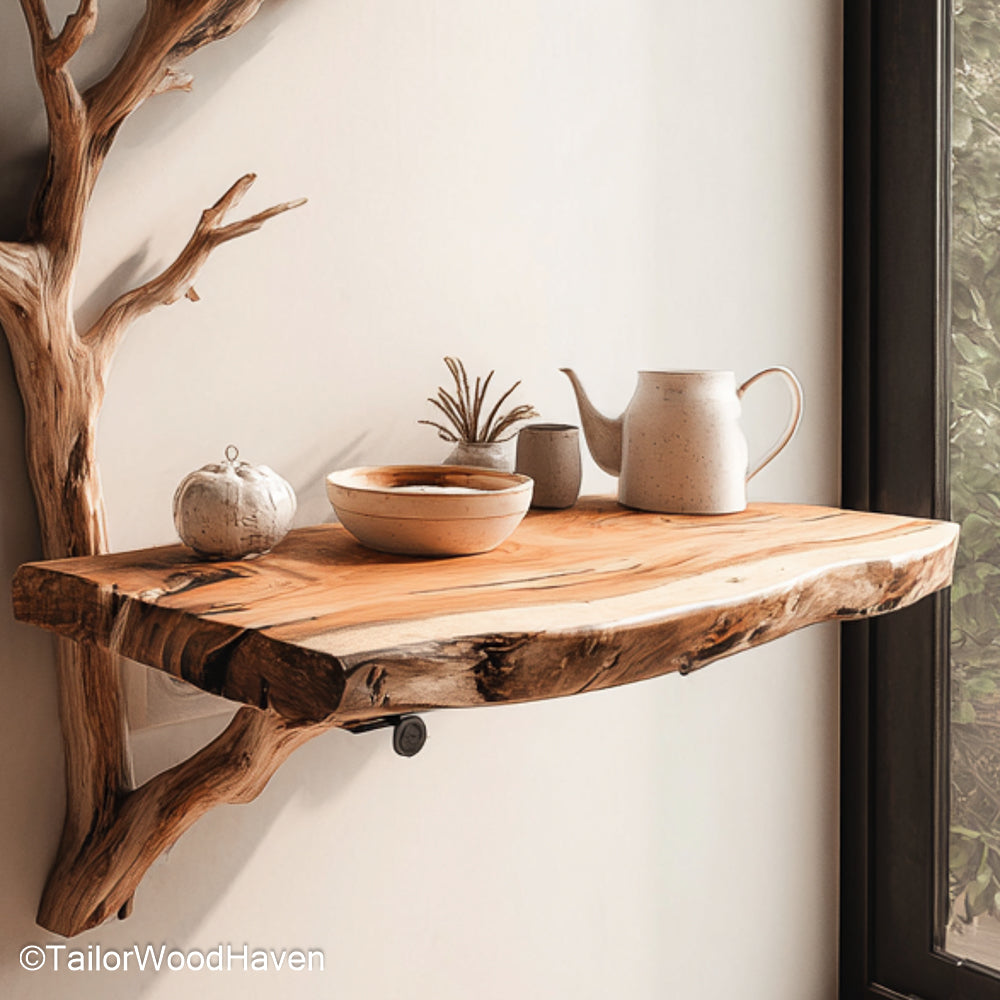 Floating Nightstand Shelves handcrafted from natural timber and designed to hold essentials beside your bed while keeping your floor space clear