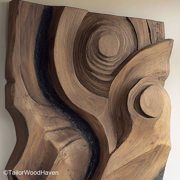 Carved Wall Hanging Wall Mounted Hand Carved Wooden Art Piece Designed to Add Organic Warmth and Depth to Any Room in Your Home