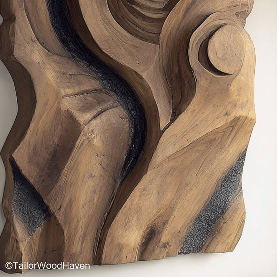 Carved Wall Hanging Wall Mounted Hand Carved Wooden Art Piece Designed to Add Organic Warmth and Depth to Any Room in Your Home