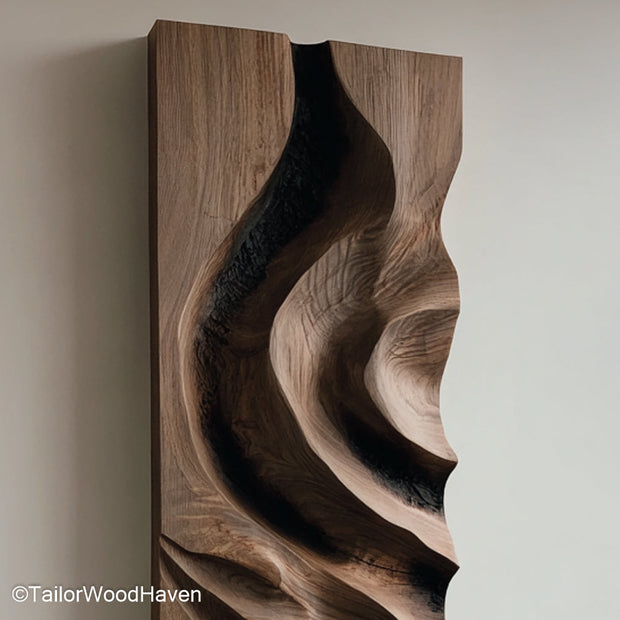 Wood Sculpture Wall Art Artisan Carved Wood Wall Sculpture Featuring Organic Forms for Warm, Earthy Wall Decor in Modern or Rustic Homes