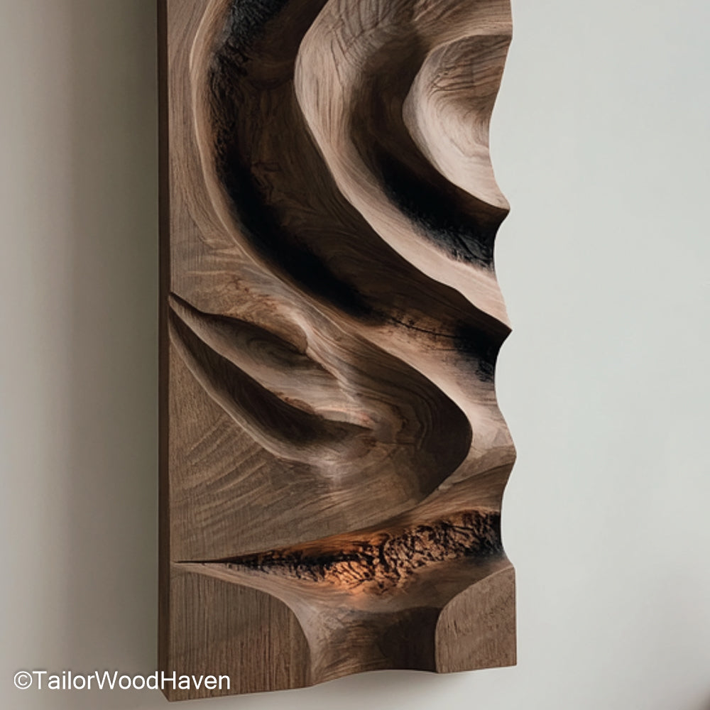 Wood Sculpture Wall Art Artisan Carved Wood Wall Sculpture Featuring Organic Forms for Warm, Earthy Wall Decor in Modern or Rustic Homes