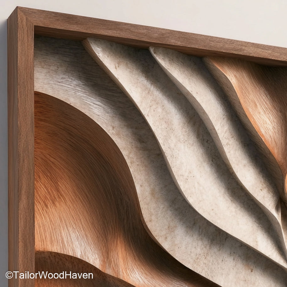Abstract Art Wood panel featuring hand shaped organic forms and flowing grain, perfect for statement walls in artistic, modern, or boho spaces