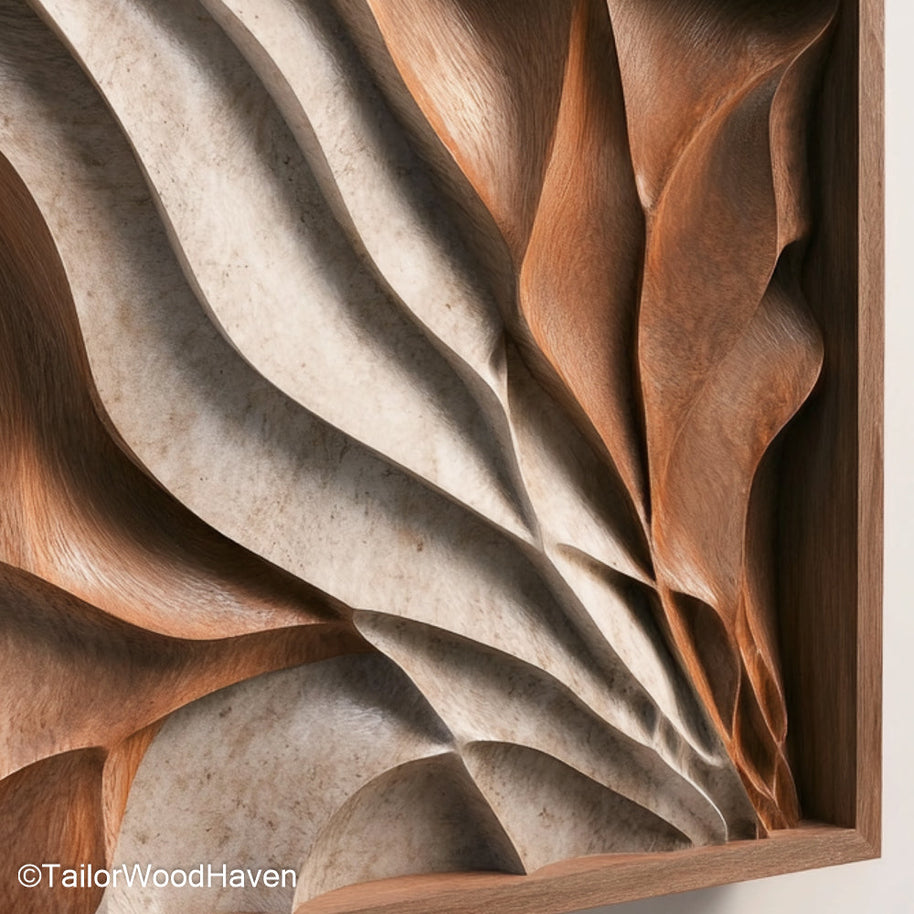 Abstract Art Wood panel featuring hand shaped organic forms and flowing grain, perfect for statement walls in artistic, modern, or boho spaces