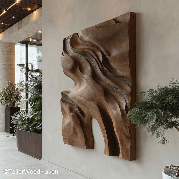 Natural Wood Wall Art crafted from real wood with visible grain and organic edges, perfect for earthy and minimalist wall decor styling