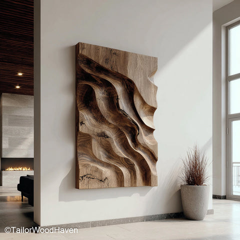 Wall Decor with Pallet Wood featuring reclaimed wood panels arranged in rustic patterns, ideal for adding warmth and texture to your hallway or entryway