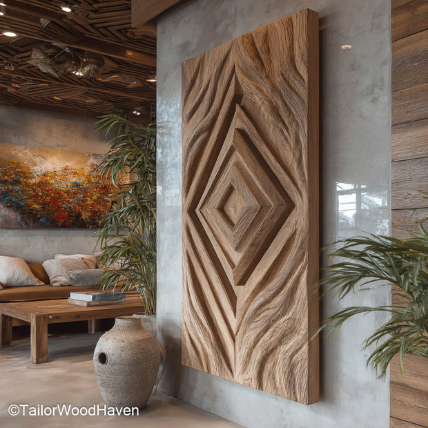 Wood Wall Slab created from thick, solid timber with a live or raw edge, perfect for mounting as a bold rustic centerpiece in entryways or lounges