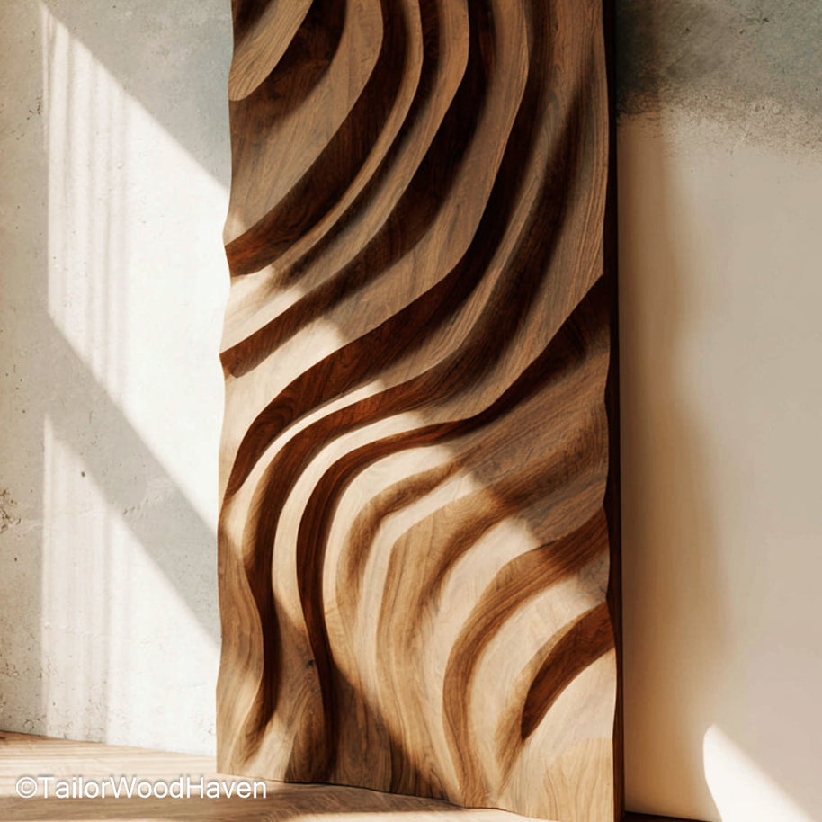 Wood Wall Art Carving Hand Carved Wooden Wall Art Featuring Organic Shapes and Textures for Earthy Decor