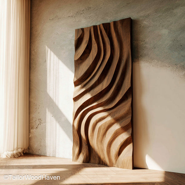 Wood Wall Art Carving Hand Carved Wooden Wall Art Featuring Organic Shapes and Textures for Earthy Decor