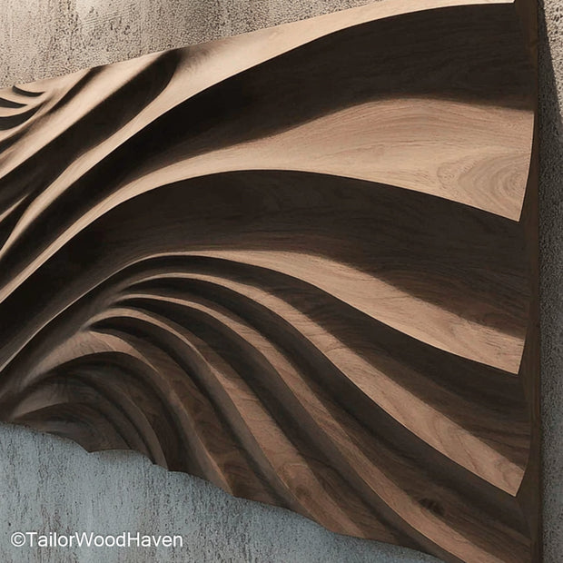 Wall Wood Sculpture Artistic Wall Mounted Sculpture Made from Carved Wood for Rustic or Modern Interiors