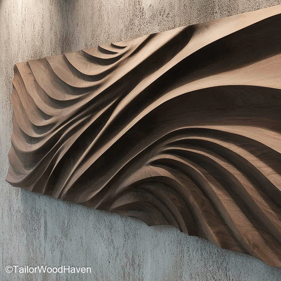Wall Wood Sculpture Artistic Wall Mounted Sculpture Made from Carved Wood for Rustic or Modern Interiors