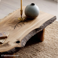 Slab Coffee Table Rustic Coffee Table Crafted from a Single Solid Wood Slab with Live Edge Detailing