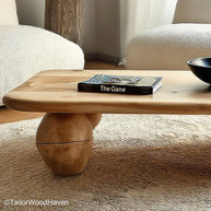 Live Coffee Table Handcrafted Coffee Table Featuring Raw Live Wood Edge and Natural Timber Grain