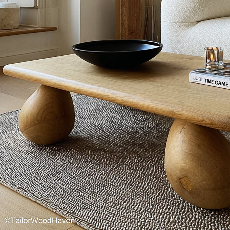 Natural Wood Coffee Table Modern Live Edge Coffee Table with Minimalist Style and Natural Wood Grain for Contemporary Homes